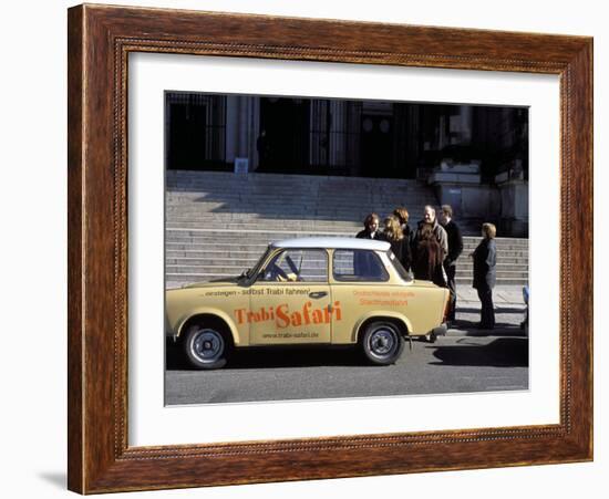 Group of People Talking Beside a Trabant Tour Car, Mitte, Berlin, Germany-Richard Nebesky-Framed Photographic Print