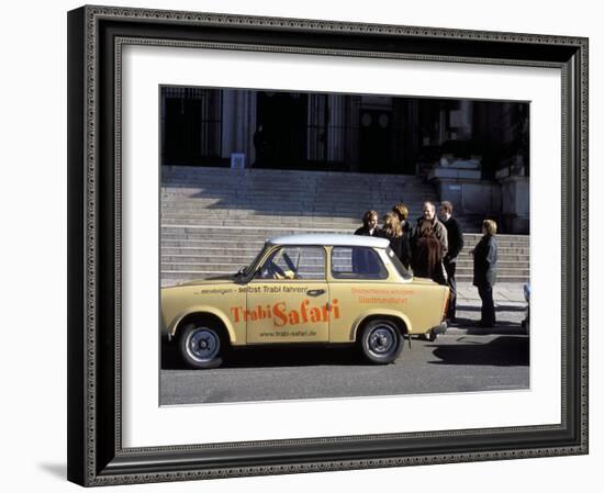 Group of People Talking Beside a Trabant Tour Car, Mitte, Berlin, Germany-Richard Nebesky-Framed Photographic Print