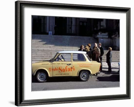 Group of People Talking Beside a Trabant Tour Car, Mitte, Berlin, Germany-Richard Nebesky-Framed Photographic Print