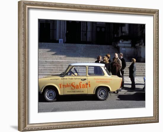 Group of People Talking Beside a Trabant Tour Car, Mitte, Berlin, Germany-Richard Nebesky-Framed Photographic Print