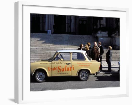 Group of People Talking Beside a Trabant Tour Car, Mitte, Berlin, Germany-Richard Nebesky-Framed Photographic Print