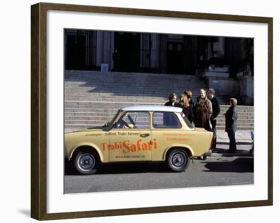 Group of People Talking Beside a Trabant Tour Car, Mitte, Berlin, Germany-Richard Nebesky-Framed Photographic Print