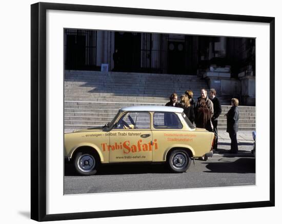 Group of People Talking Beside a Trabant Tour Car, Mitte, Berlin, Germany-Richard Nebesky-Framed Photographic Print