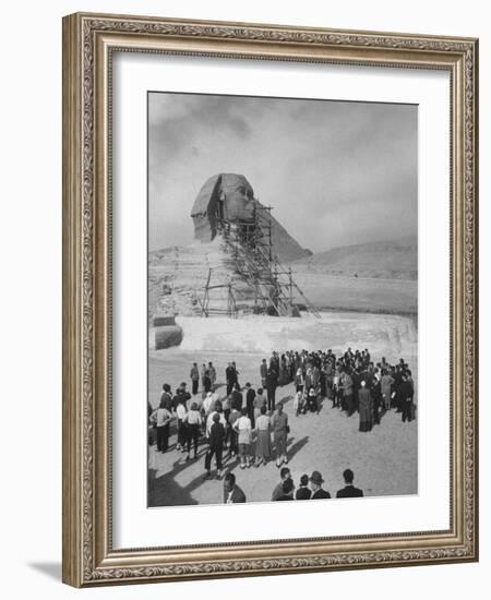 Group of People Visiting the Cheops Pyramids-null-Framed Photographic Print