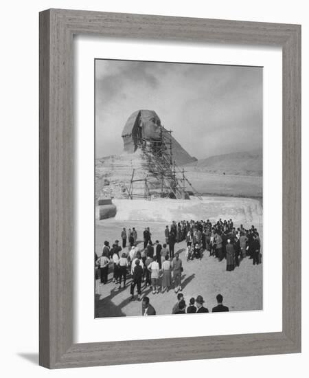 Group of People Visiting the Cheops Pyramids-null-Framed Photographic Print