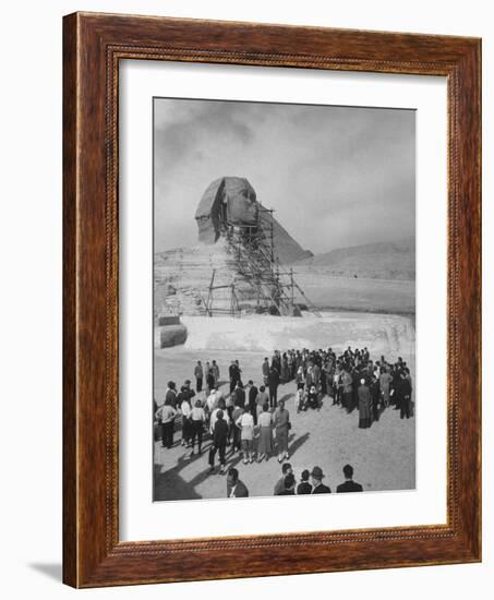 Group of People Visiting the Cheops Pyramids-null-Framed Photographic Print