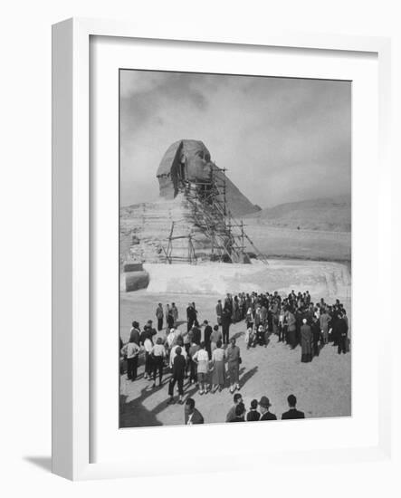 Group of People Visiting the Cheops Pyramids-null-Framed Photographic Print