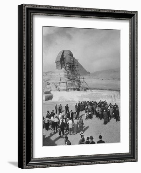 Group of People Visiting the Cheops Pyramids-null-Framed Photographic Print