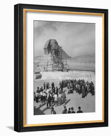 Group of People Visiting the Cheops Pyramids-null-Framed Photographic Print