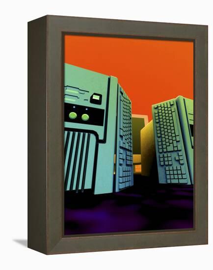 Group of Personal Computers, Artwork-Christian Darkin-Framed Premier Image Canvas