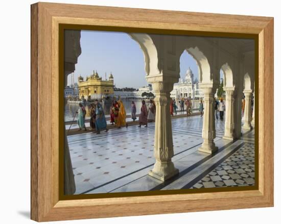 Group of Sikh Women Pilgrims Walking Around Holy Pool, Golden Temple, Amritsar, Punjab State, India-Eitan Simanor-Framed Premier Image Canvas