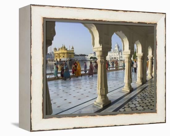 Group of Sikh Women Pilgrims Walking Around Holy Pool, Golden Temple, Amritsar, Punjab State, India-Eitan Simanor-Framed Premier Image Canvas