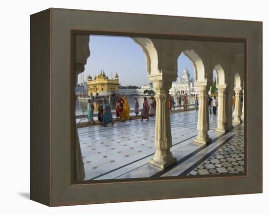 Group of Sikh Women Pilgrims Walking Around Holy Pool, Golden Temple, Amritsar, Punjab State, India-Eitan Simanor-Framed Premier Image Canvas