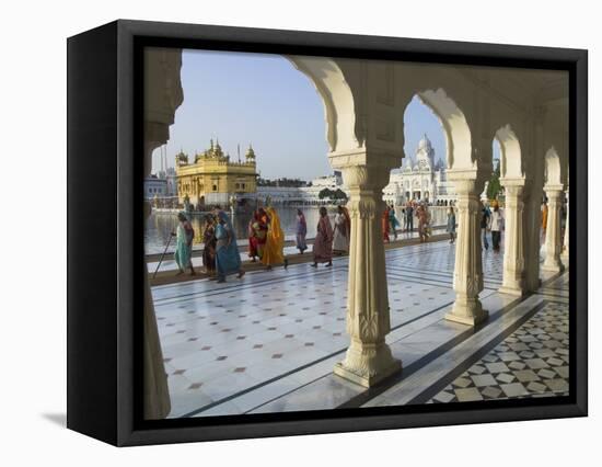 Group of Sikh Women Pilgrims Walking Around Holy Pool, Golden Temple, Amritsar, Punjab State, India-Eitan Simanor-Framed Premier Image Canvas