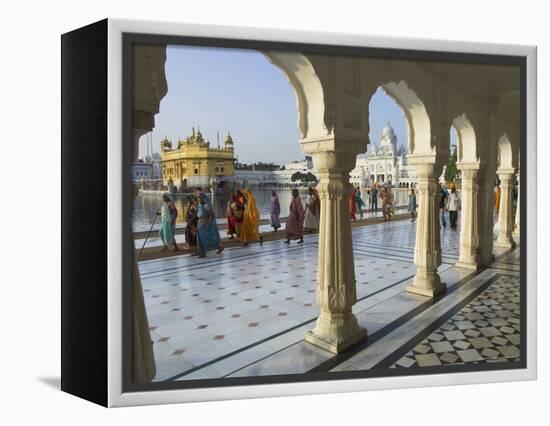 Group of Sikh Women Pilgrims Walking Around Holy Pool, Golden Temple, Amritsar, Punjab State, India-Eitan Simanor-Framed Premier Image Canvas