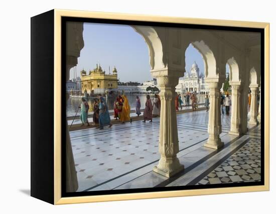 Group of Sikh Women Pilgrims Walking Around Holy Pool, Golden Temple, Amritsar, Punjab State, India-Eitan Simanor-Framed Premier Image Canvas