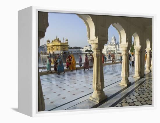 Group of Sikh Women Pilgrims Walking Around Holy Pool, Golden Temple, Amritsar, Punjab State, India-Eitan Simanor-Framed Premier Image Canvas