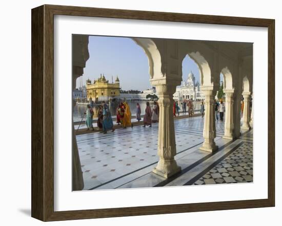 Group of Sikh Women Pilgrims Walking Around Holy Pool, Golden Temple, Amritsar, Punjab State, India-Eitan Simanor-Framed Photographic Print