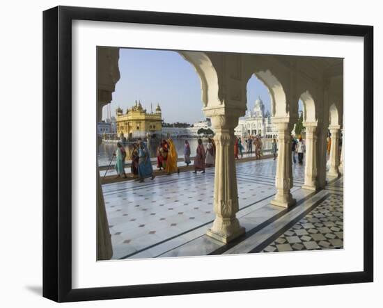 Group of Sikh Women Pilgrims Walking Around Holy Pool, Golden Temple, Amritsar, Punjab State, India-Eitan Simanor-Framed Photographic Print