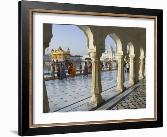 Group of Sikh Women Pilgrims Walking Around Holy Pool, Golden Temple, Amritsar, Punjab State, India-Eitan Simanor-Framed Photographic Print