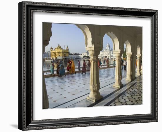 Group of Sikh Women Pilgrims Walking Around Holy Pool, Golden Temple, Amritsar, Punjab State, India-Eitan Simanor-Framed Photographic Print