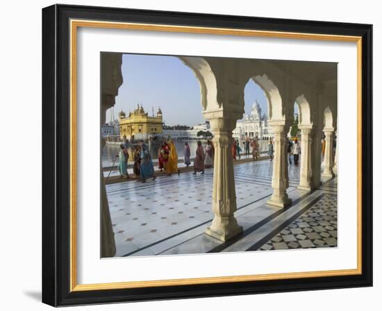 Group of Sikh Women Pilgrims Walking Around Holy Pool, Golden Temple, Amritsar, Punjab State, India-Eitan Simanor-Framed Photographic Print