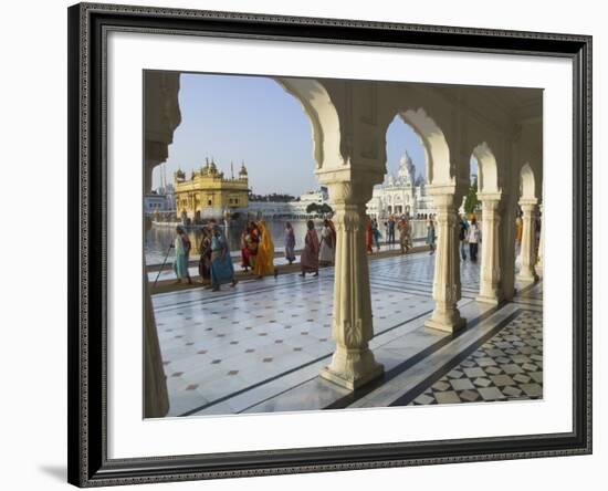 Group of Sikh Women Pilgrims Walking Around Holy Pool, Golden Temple, Amritsar, Punjab State, India-Eitan Simanor-Framed Photographic Print