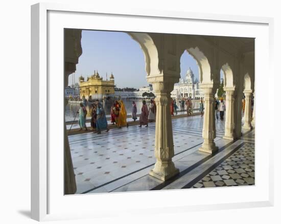 Group of Sikh Women Pilgrims Walking Around Holy Pool, Golden Temple, Amritsar, Punjab State, India-Eitan Simanor-Framed Photographic Print