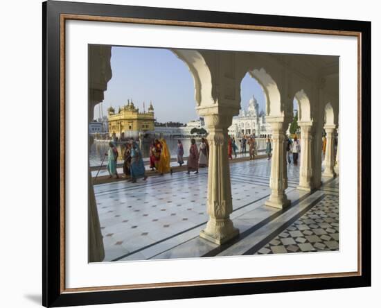 Group of Sikh Women Pilgrims Walking Around Holy Pool, Golden Temple, Amritsar, Punjab State, India-Eitan Simanor-Framed Photographic Print