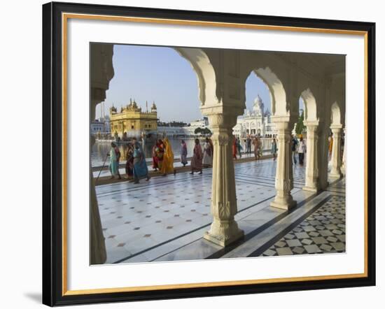 Group of Sikh Women Pilgrims Walking Around Holy Pool, Golden Temple, Amritsar, Punjab State, India-Eitan Simanor-Framed Photographic Print