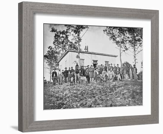 Group of Soldiers at Camp During American Civil War-Stocktrek Images-Framed Photographic Print