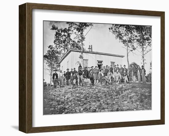 Group of Soldiers at Camp During American Civil War-Stocktrek Images-Framed Photographic Print