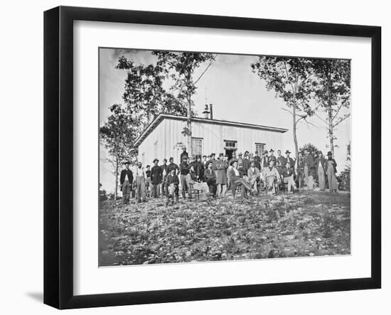 Group of Soldiers at Camp During American Civil War-Stocktrek Images-Framed Photographic Print