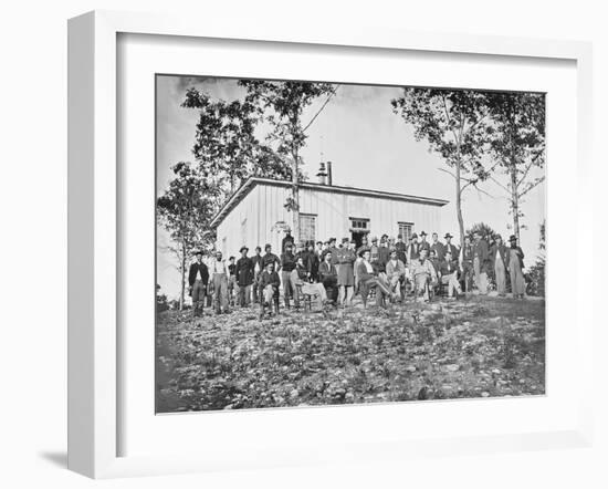 Group of Soldiers at Camp During American Civil War-Stocktrek Images-Framed Photographic Print