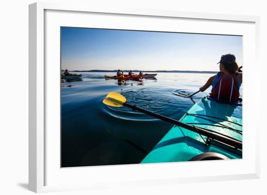 Group Of Tandem Kayaker Enjoy The Still Waters Of Indian Cove Off Shaw Islands-Ben Herndon-Framed Photographic Print