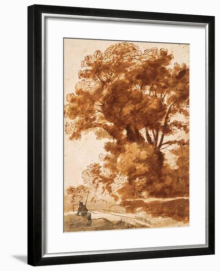 Group of Trees and Resting Sheperd, 1630S-Claude Lorraine-Framed Giclee Print