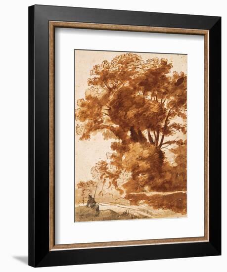 Group of Trees and Resting Sheperd, 1630S-Claude Lorraine-Framed Giclee Print