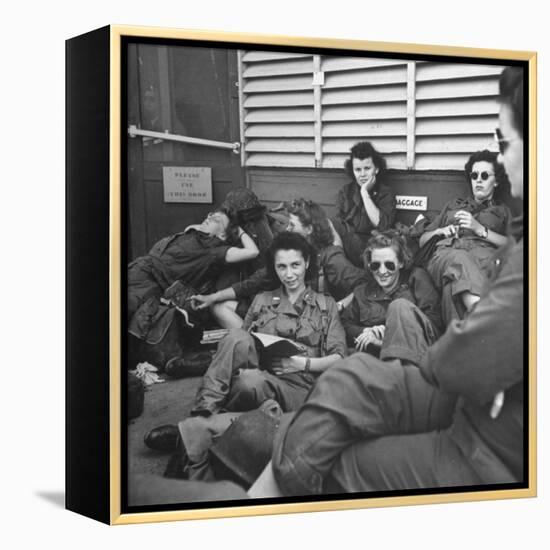 Group of Us Army Nurses Relaxing During Stopover on Guam En Route to their Final Destinations-J^ R^ Eyerman-Framed Premier Image Canvas