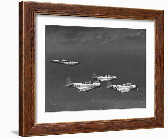 Group of Us Navy Bombers Flying in Formation-Carl Mydans-Framed Photographic Print