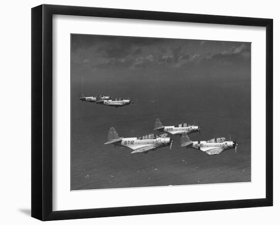 Group of Us Navy Bombers Flying in Formation-Carl Mydans-Framed Photographic Print