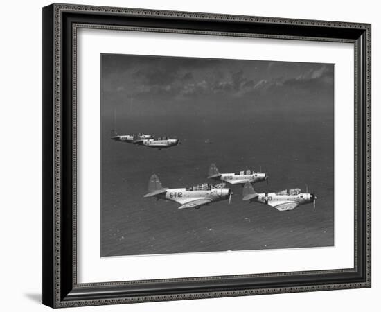 Group of Us Navy Bombers Flying in Formation-Carl Mydans-Framed Photographic Print