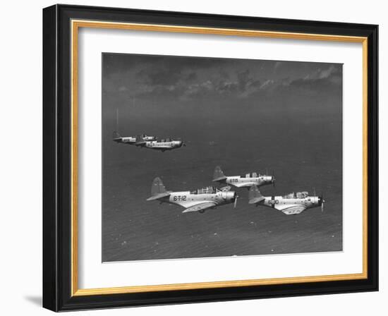 Group of Us Navy Bombers Flying in Formation-Carl Mydans-Framed Photographic Print