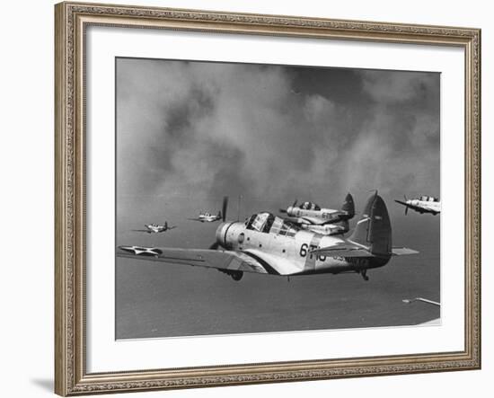 Group of US Navy Bombers Flying in Formation-Carl Mydans-Framed Premium Photographic Print