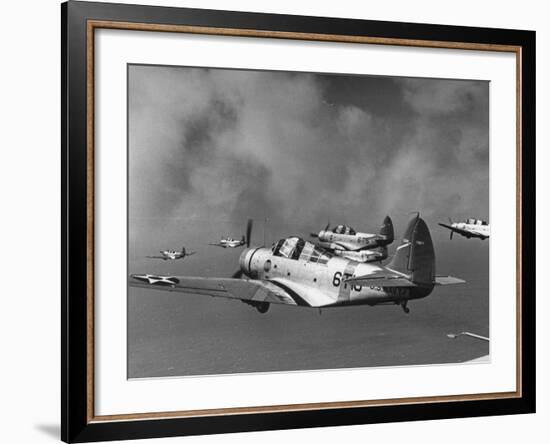 Group of US Navy Bombers Flying in Formation-Carl Mydans-Framed Premium Photographic Print