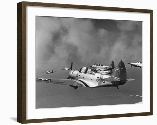 Group of US Navy Bombers Flying in Formation-Carl Mydans-Framed Premium Photographic Print