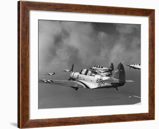 Group of US Navy Bombers Flying in Formation-Carl Mydans-Framed Premium Photographic Print