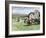 Group of Vaqueros Outside Santa Inez Mission in California, 1800s-null-Framed Giclee Print