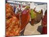 Group of Women Drying Their Saris by the Sacred Lake, Pushkar, Rajasthan State, India-Eitan Simanor-Mounted Photographic Print