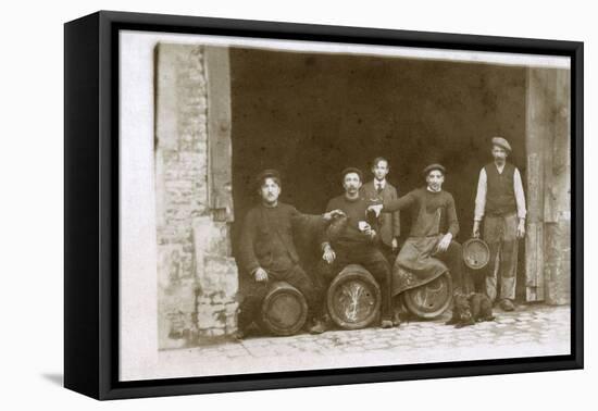 Group of Working Men with a Dog, France-null-Framed Premier Image Canvas