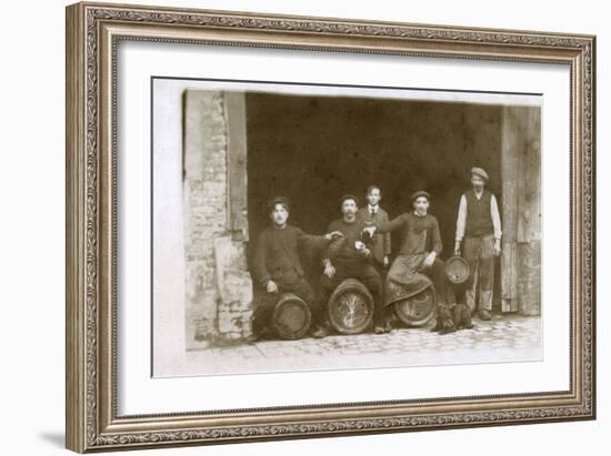 Group of Working Men with a Dog, France-null-Framed Photographic Print